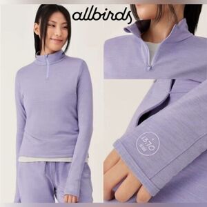 NWT Allbirds Women’s Purple Natural Ari Mod Layer Half Zip Long Sleeve - Size L